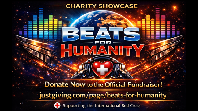 Beats for Humanity live charity music showcase featuring Twitch and Second Life performers supporting the International Committee of the Red Cross fundraiser.